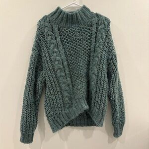 Universal Thread Cable Knit Turtleneck Sweater - Teal